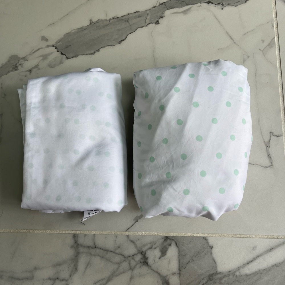 Twin XL Sheets and Flat Sheet Polka Dot Aqua and White Bedding dorm children